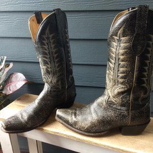 Tony Lama - Black/Grey Crackled Leather